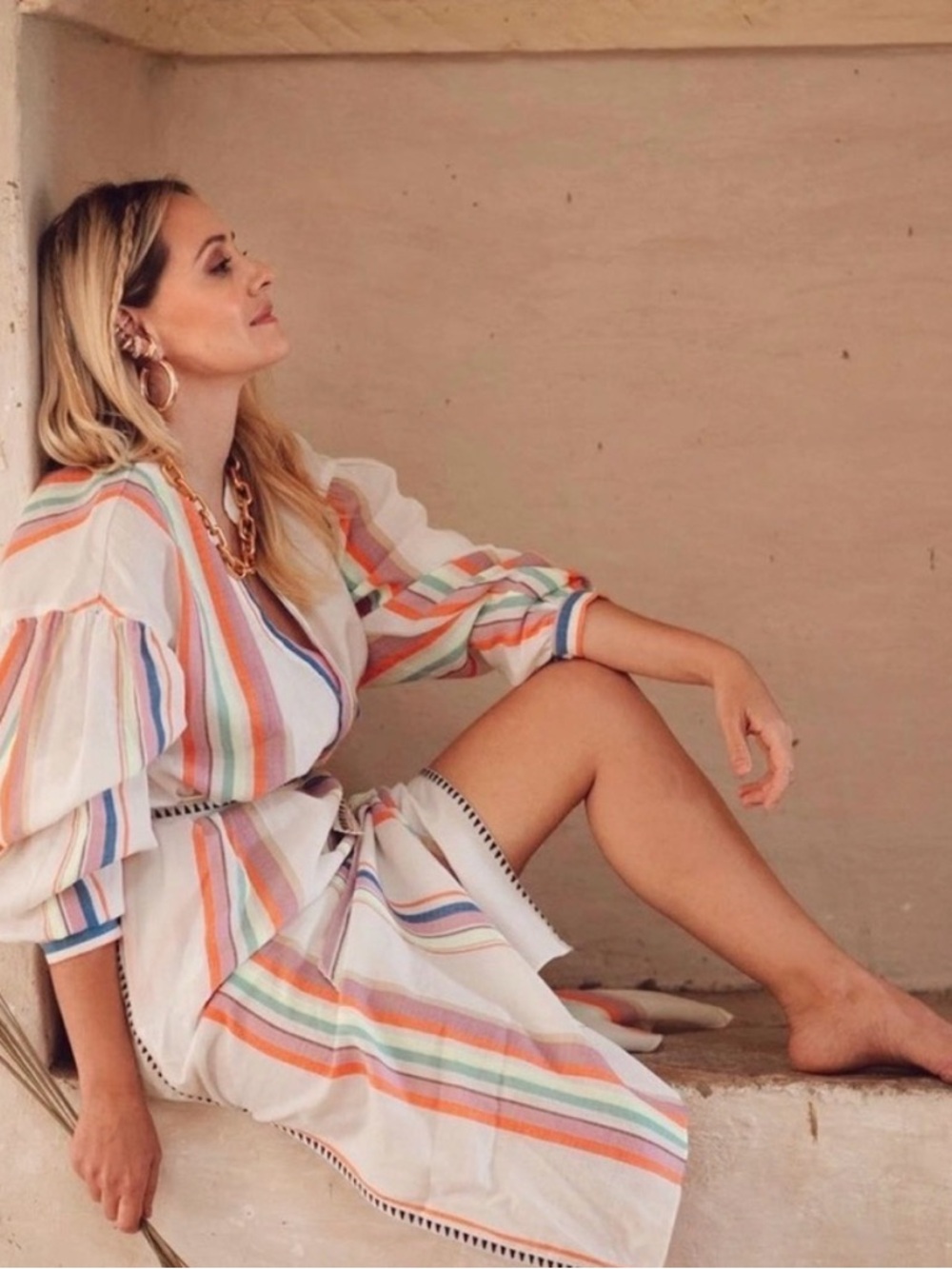 Lemlem x H&M Midi Dress with Multicolor Stripes